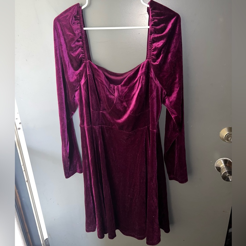 Plus Size Velvet Purple Dress